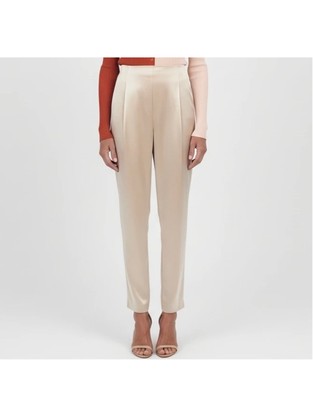 Alice + Olivia Jesse High Waisted Slim Pants Champagne 2
